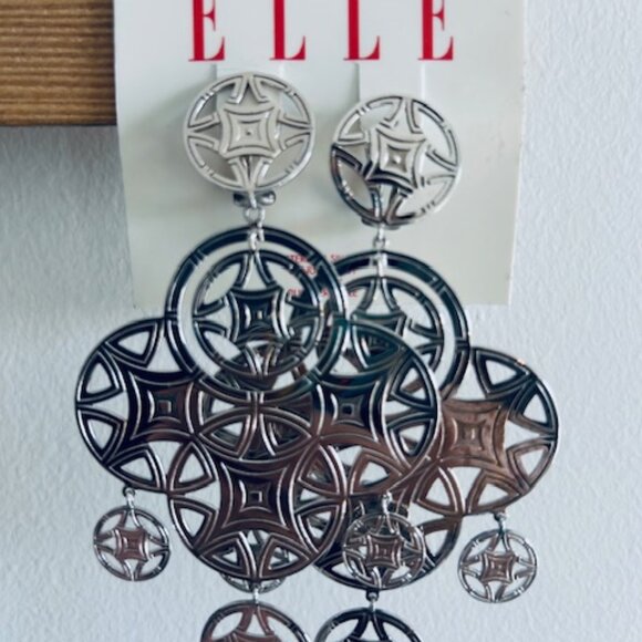 New in Box!  ELLE Jewelry real Sterling Silver statement earrings - NWT - Picture 2 of 10